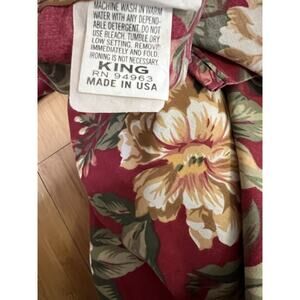 Vintage poinsettia Floral Manor Cal King Flat Sheet Roses Cotton Made In USA